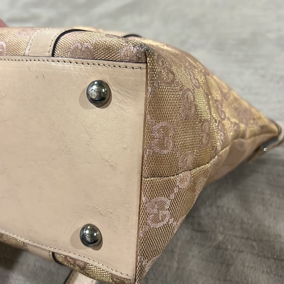 Gucci GG canvas Abbey D-ring tote beige tan gold medium size authentic - Picture 10 of 15
